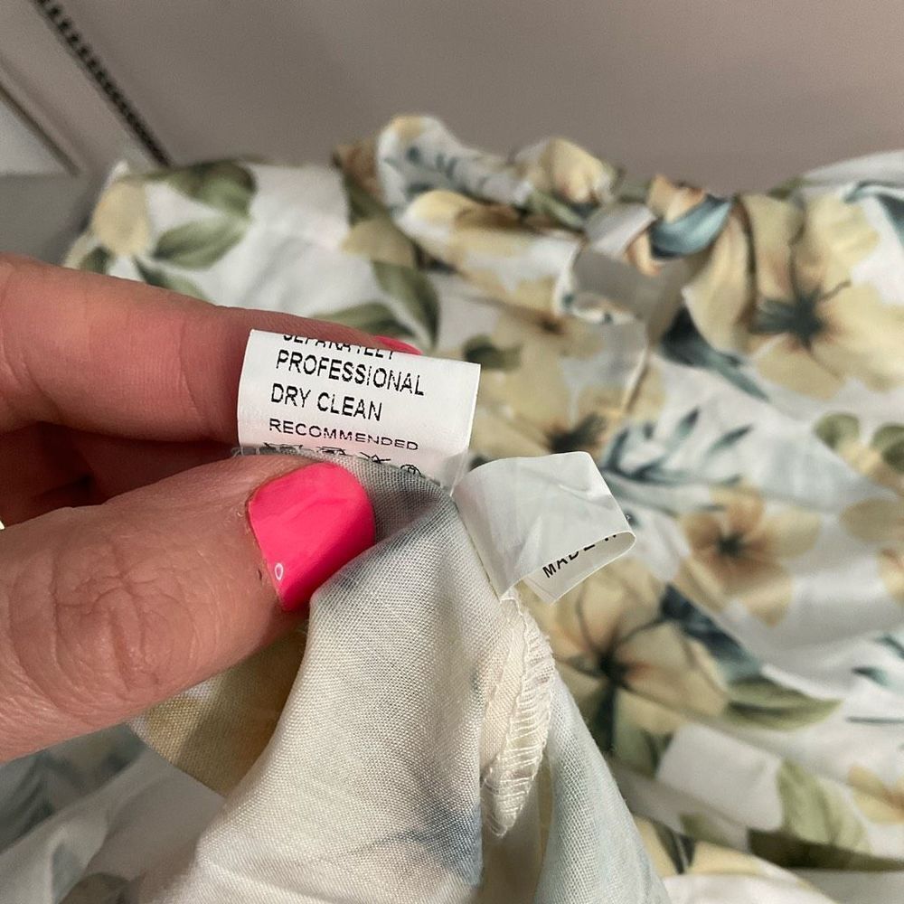 Avant Look Women's Puff Sleeve Off The Shoulder Floral Pleated Dress Cream Size - Picture 13 of 14